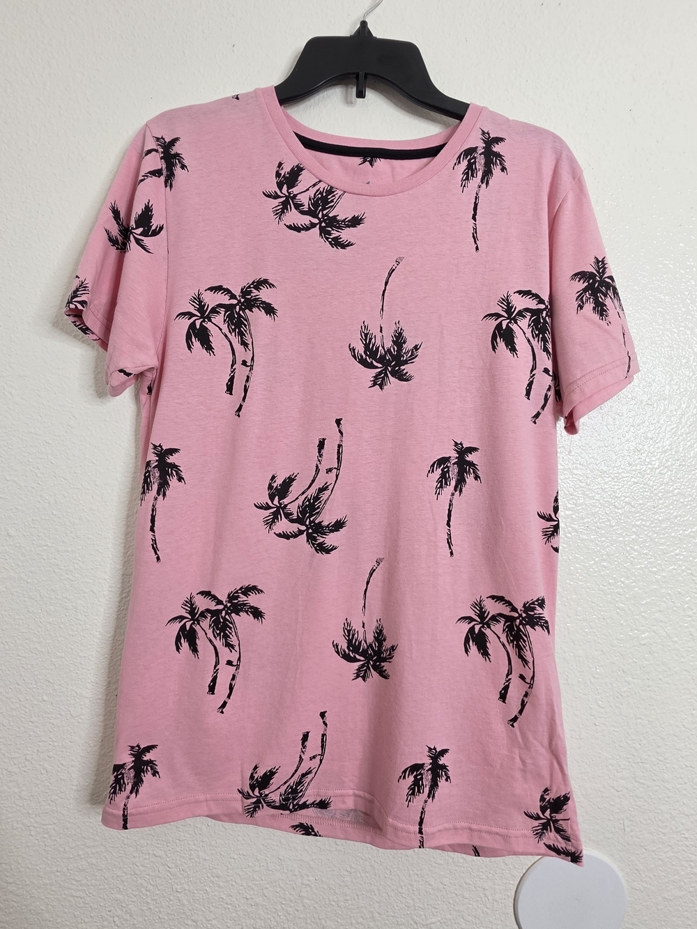 ​Refill Mens Pink Palm Trees All Over Print Short Sleeve T Shirt Size Medium M